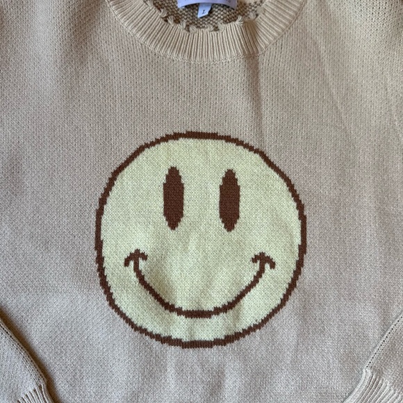 Miss Sparkling Cream Smiley Face Sweater - Picture 3 of 9